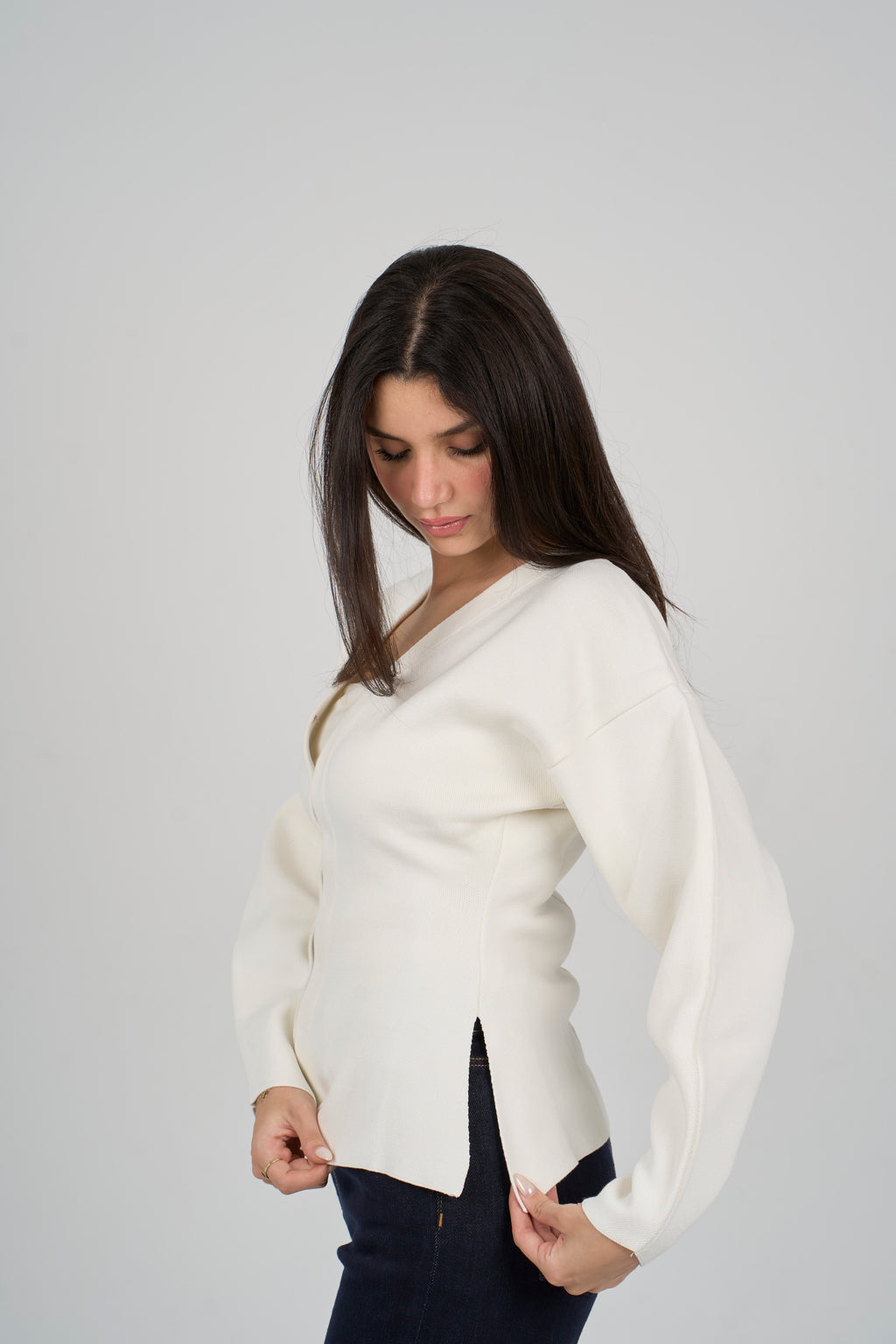 V Neck Knit Cardigan