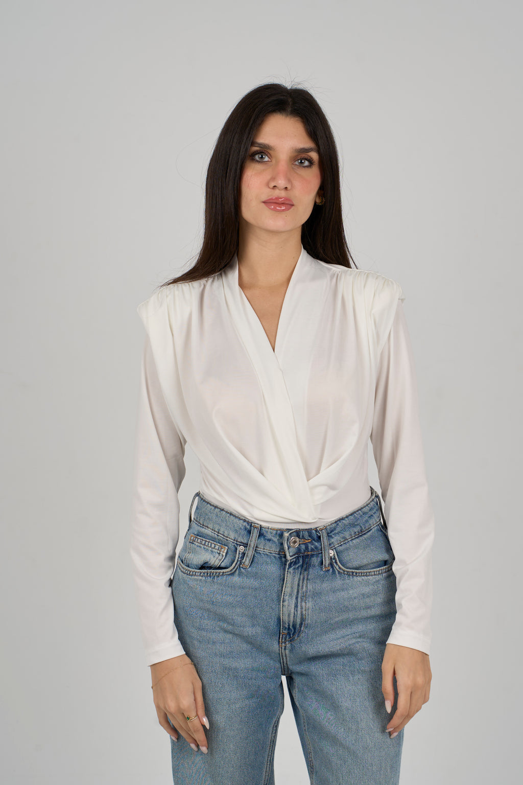 Double breasted Bodysuit with Shoulder Pads