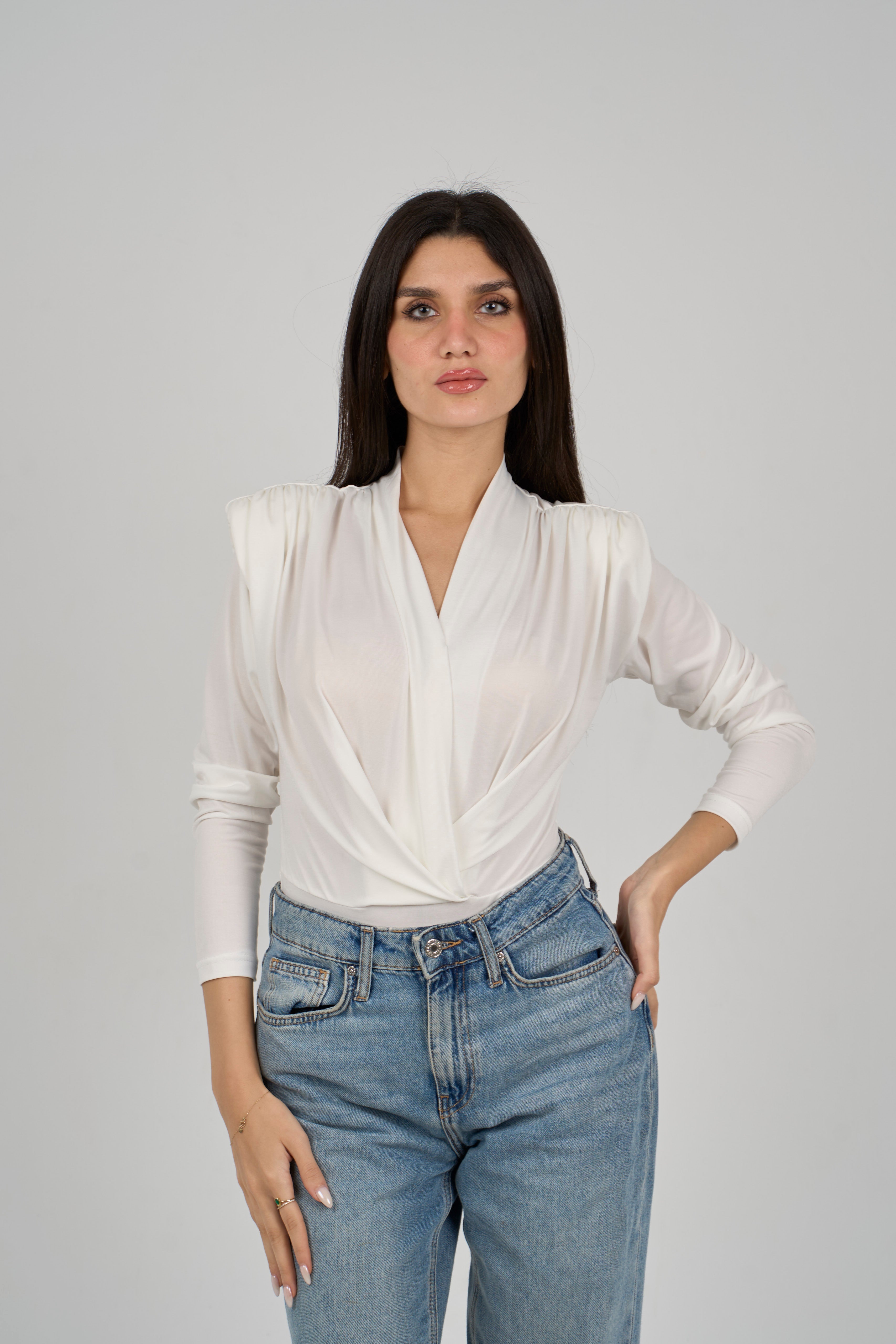 Double breasted Bodysuit with Shoulder Pads