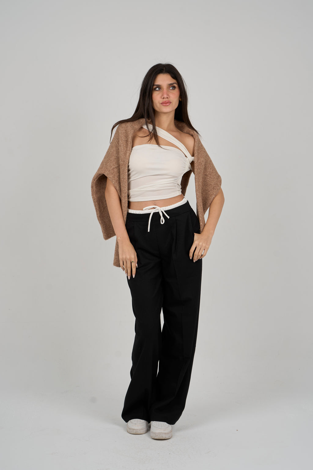 Wide leg Pants with double elasticated waistband