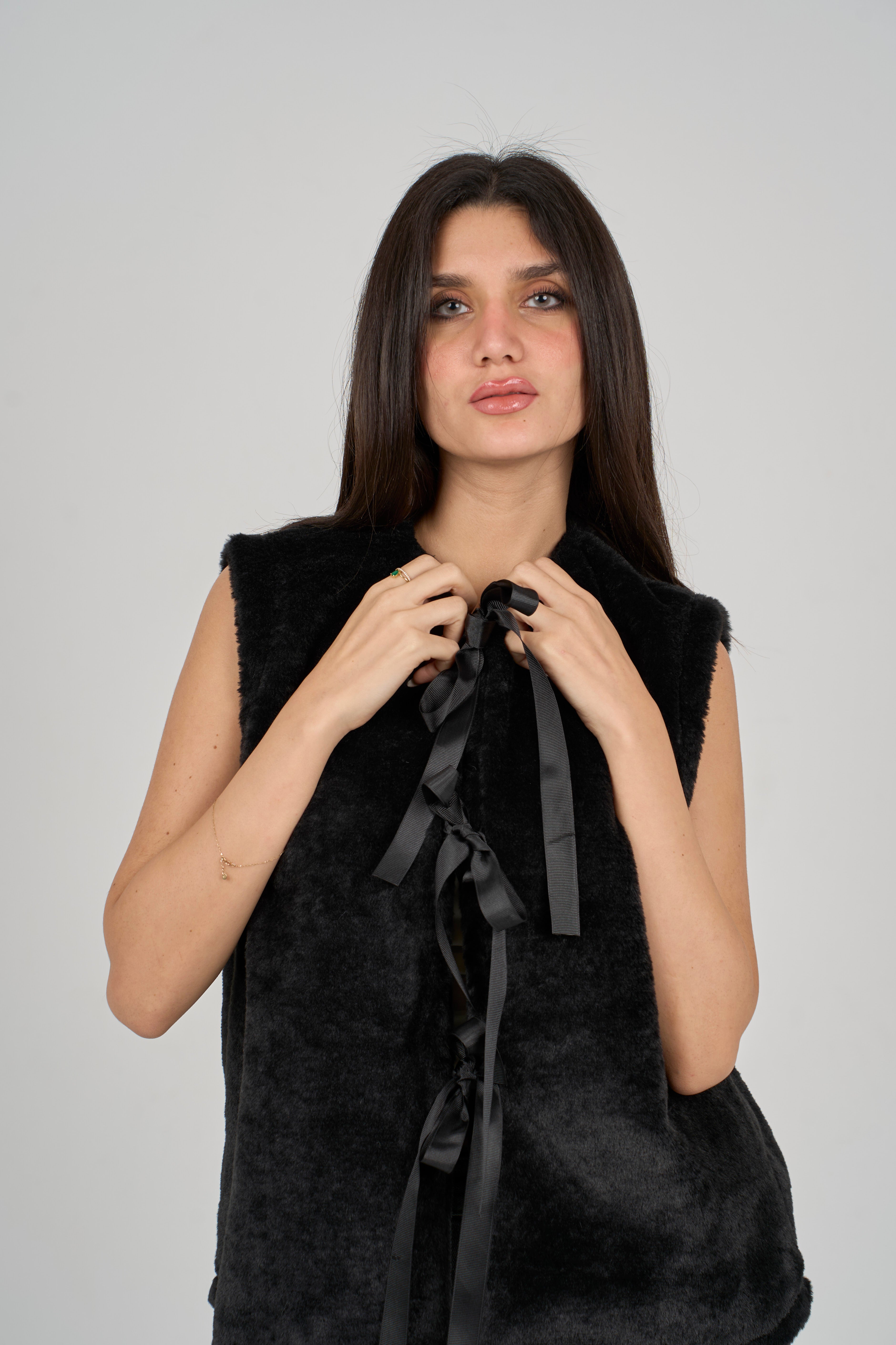 Black Fur Vest