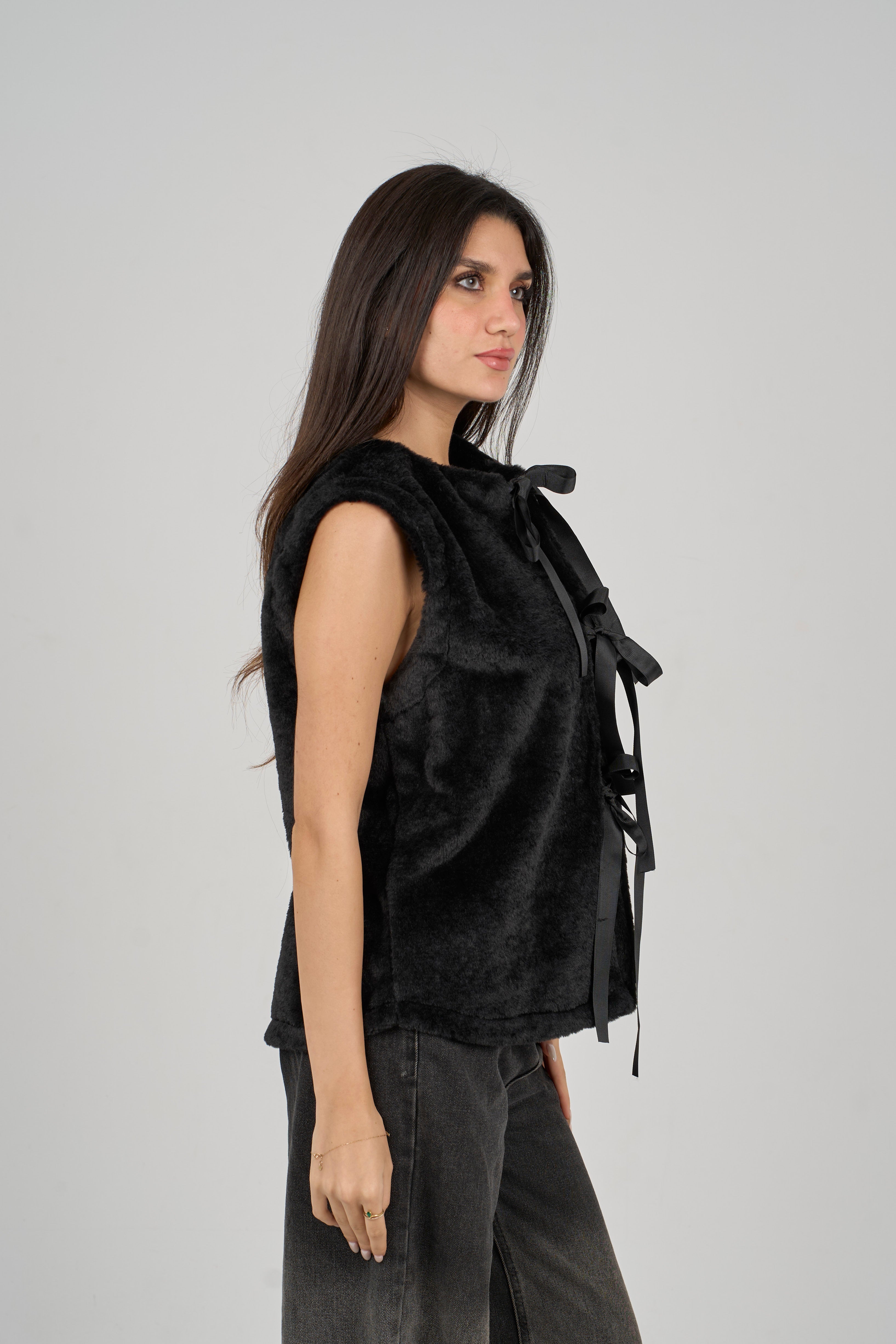 Black Fur Vest